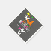 ハッピーバースデーモダンカラフルネオン蝶 スタンダードカクテルナプキン (角)