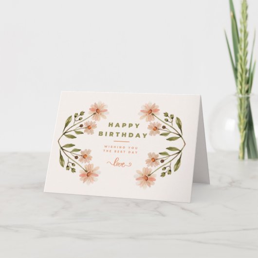 ハッピーバースデーモダングリーティングカード水彩 カード (正面)