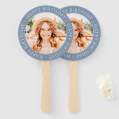 ハッピーバースデーモダンシンプルカスタムフォトハンドファン ハンドファン (正面&裏面)