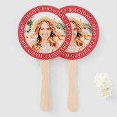 ハッピーバースデーモダンシンプルカスタム写真 ハンドファン (正面&裏面)