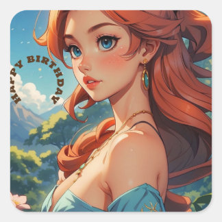 ハッピーバースデーモダンシンプル スクエアシール