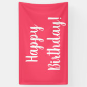 ハッピーバースデーモダンピンクホワイトタイポグラフィ 横断幕 (縦)