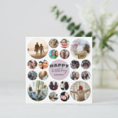 ハッピーバースデーモダンピンク20フォトコラージュ カード (スタンド正面)