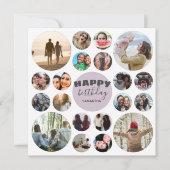 ハッピーバースデーモダンピンク20フォトコラージュ カード (正面)