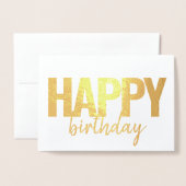ハッピーバースデーモダンブラシスクリプトの写真 箔カード (封筒付き正面)