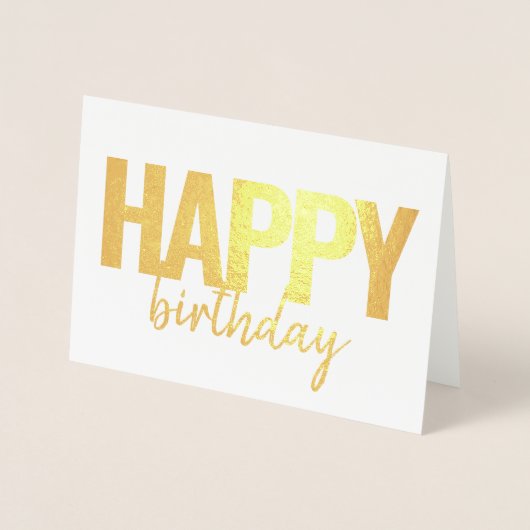 ハッピーバースデーモダンブラシスクリプトの写真 箔カード (正面)