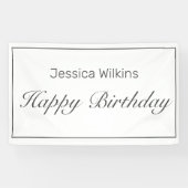 ハッピーバースデーモダンミニマリスト白黒 横断幕 (横)