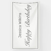 ハッピーバースデーモダンミニマリスト白黒 横断幕 (縦)