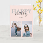 ハッピーバースデーモダンミニマル写真 カード (黄色い花)