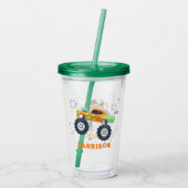 ハッピーバースデーモダンモンスターカートラック名 アクリルタンブラー (裏面)