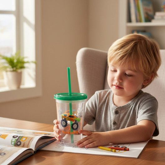 ハッピーバースデーモダンモンスターカートラック名 アクリルタンブラー