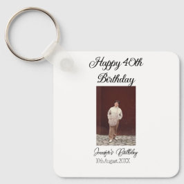 ハッピーバースデーモダン写真シンプルミニマル キーホルダー