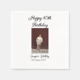 ハッピーバースデーモダン写真シンプルミニマル スタンダードカクテルナプキン