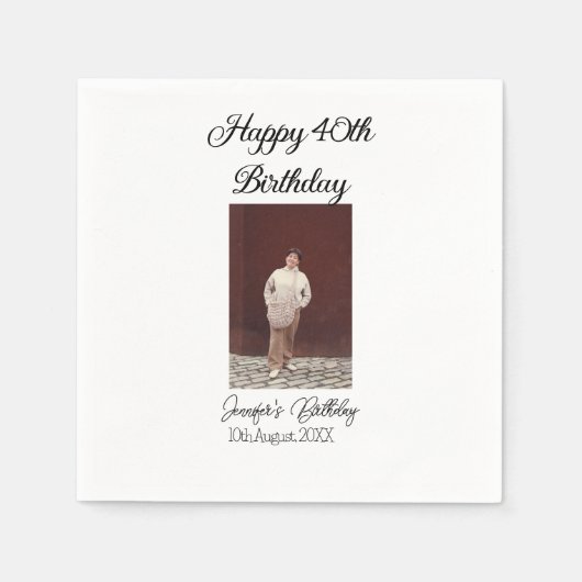 ハッピーバースデーモダン写真シンプルミニマル スタンダードカクテルナプキン (正面)