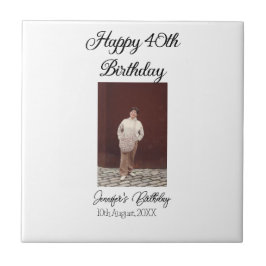 ハッピーバースデーモダン写真シンプルミニマル タイル