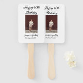 ハッピーバースデーモダン写真シンプルミニマル ハンドファン (正面&裏面)