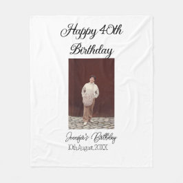 ハッピーバースデーモダン写真シンプルミニマル フリースブランケット