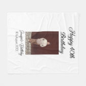 ハッピーバースデーモダン写真シンプルミニマル フリースブランケット (正面(横))