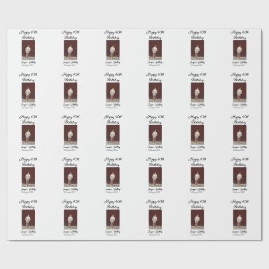 ハッピーバースデーモダン写真シンプルミニマル ラッピングペーパー (フラット)