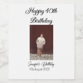 ハッピーバースデーモダン写真シンプルミニマル ワインラベル (シングルラベル)