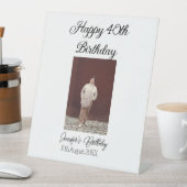 ハッピーバースデーモダン写真シンプルミニマル 台座サイン (インサイチュ)