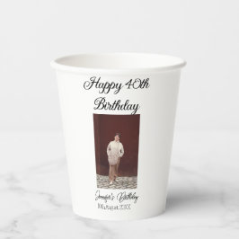 ハッピーバースデーモダン写真シンプルミニマル 紙コップ