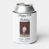 ハッピーバースデーモダン写真シンプルミニマル 缶クーラー (缶裏面)