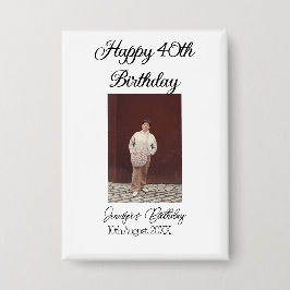 ハッピーバースデーモダン写真シンプルミニマル 缶バッジ