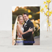 ハッピーバースデーモダン夫コラージュ写真 カード (黄色い花)