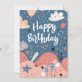 ハッピーバースデーモダン抽象芸術ピンクホワイトサーモン (正面)