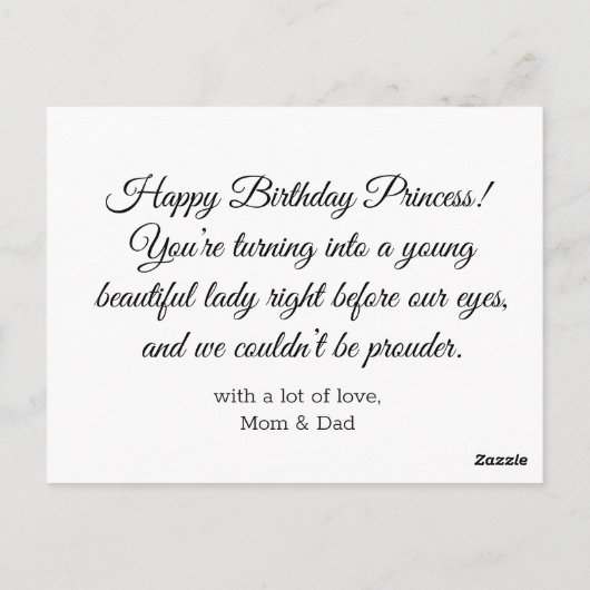 ハッピーバースデーモダン書の写真カード ポストカード (裏面)