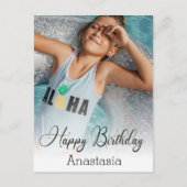 ハッピーバースデーモダン書の写真カード ポストカード (正面)