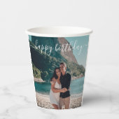 ハッピーバースデーモダン書道写真 紙コップ (正面)