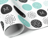 ハッピーバースデーモノグラムサークルアクアドットラップ ラッピングペーパー (ロールコーナー)