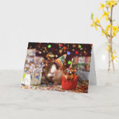 ハッピーバースデーモルモット カード (黄色い花)