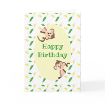 ハッピーバースデーモンキートロピカルリーフバナナペール