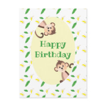ハッピーバースデーモンキートロピカルリーフバナナペール