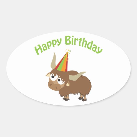 ハッピーバースデーヤク 楕円形シール (正面)