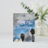 ハッピーバースデーヤシの木と空 ポストカード (スタンド正面)