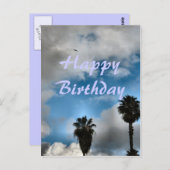 ハッピーバースデーヤシの木と空 ポストカード (正面/裏面)
