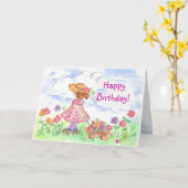 ハッピーバースデーヤングガールサマーメドーカード カード (黄色い花)