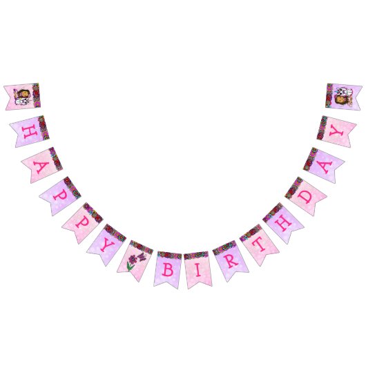 ハッピーバースデーユニコーンと妖精のバナー バンティングフラッグ (全)