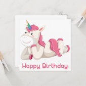 ハッピーバースデーユニコーングリーティングカード カード (正面/裏面インサイチュ)
