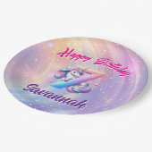 ハッピーバースデーユニコーンレインボー7誕生日プレート ペーパープレート (アングル)