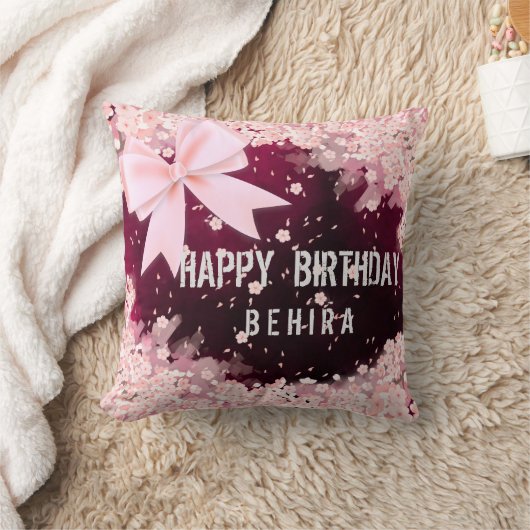 ハッピーバースデーユニークは花と弓を贈る クッション (ブランケット)