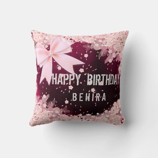 ハッピーバースデーユニークは花と弓を贈る クッション (裏面)