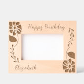 ハッピーバースデーユニークGroovy Wildflower and leaf レーザー彫刻フレーム (正面)