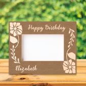 ハッピーバースデーユニークGroovy Wildflower and leaf レーザー彫刻フレーム