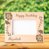 ハッピーバースデーユニークGroovy Wildflower and leaf レーザー彫刻フレーム