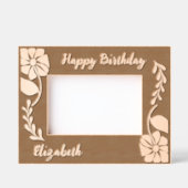 ハッピーバースデーユニークGroovy Wildflower and leaf レーザー彫刻フレーム (正面)